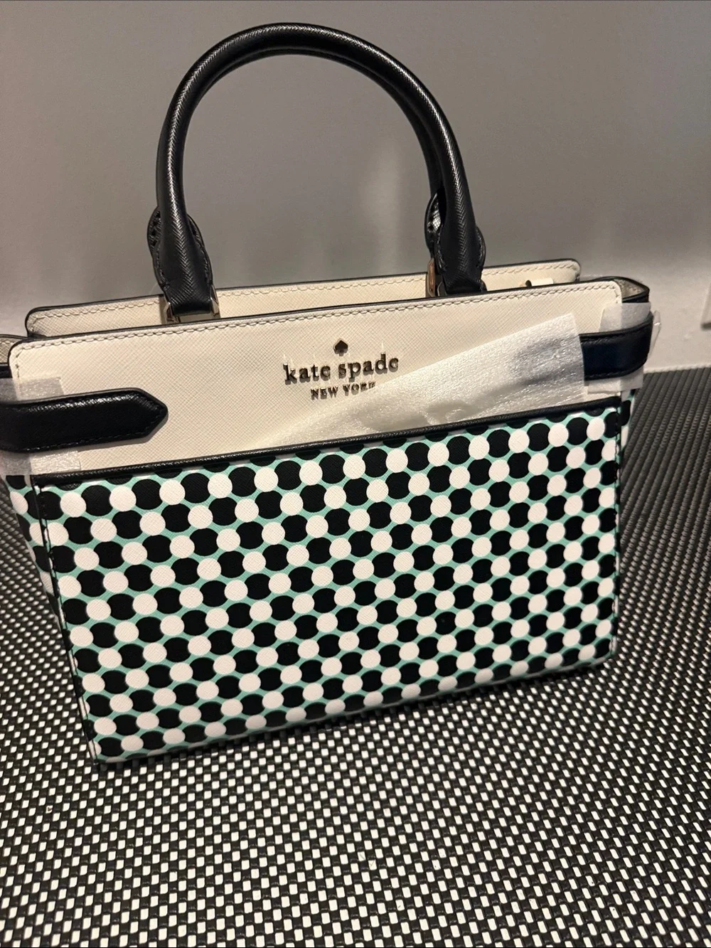 kate spade Black, White & Green Polka Dot Top-Handle Satchel